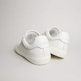 Rear view of men’s white goat leather Milano sneakers
