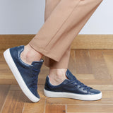 The Tumbled Leather - Navy Blue
